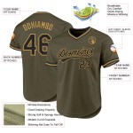 Benutzerdefinierte Olive Authentic Jersey Baseball Schwarz-Old Salute Gold Service Throwback To Benutzerdefinierte Olive Authentic Jersey Baseball Schwarz-Old Salute Gold Service Throwback To