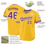 Lila-Weiß Custom Throwback Jersey Gold Authentic Baseball Lila-Weiß Custom Throwback Jersey Gold Authentic Baseball