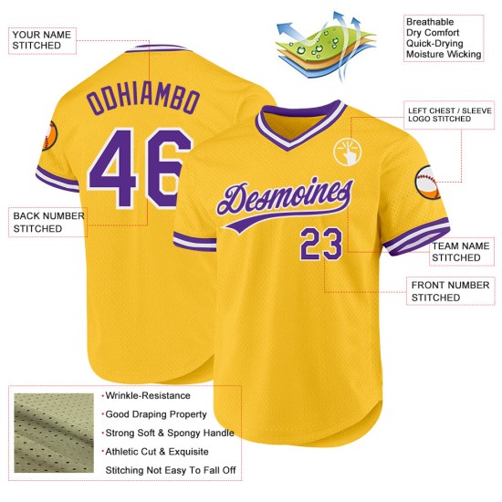Lila-Weiß Custom Throwback Jersey Gold Authentic Baseball Lila-Weiß Custom Throwback Jersey Gold Authentic Baseball