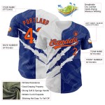 3D Orange-Royal Muster Baseball Scratch Custom Jersey Authentische Graffiti