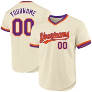 Baseball Creme Authentic Custom Jersey Throwback Lila-Orange