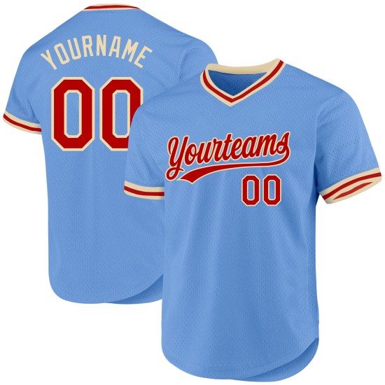 Rot-Creme Blau Baseball Jersey Licht Custom Throwback Authentic Rot-Creme Blau Baseball Jersey Licht Custom Throwback Authentic