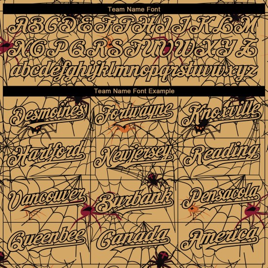 Jersey Web Muster Authentisches Design Schwarz Baseball Spinne Custom 3D Gold