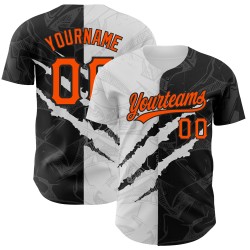 3D Baseball Jersey Scratch Authentic Orange-Schwarz Benutzerdefinierte Muster Graffiti