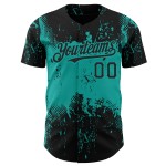 Design Grunge Abstrakte Aqua Schwarz Kunst Authentische Muster Baseball Jersey 3D Splatter Design Grunge Abstrakte Aqua Schwarz Kunst Authentische Muster Baseball Jersey 3D Splatter