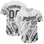 Abstraktes Muster Authentisches Schwarz-Grau 3D Weiß Design Splash Baseball Custom Jersey Abstraktes Muster Authentisches Schwarz-Grau 3D Weiß Design Splash Baseball Custom Jersey