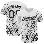 Abstraktes Muster Authentisches Schwarz-Grau 3D Weiß Design Splash Baseball Custom Jersey