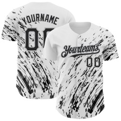 Abstraktes Muster Authentisches Schwarz-Grau 3D Weiß Design Splash Baseball Custom Jersey