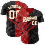 Rot-Altes Muster Schwarz Baseball Jersey Gold Scratch Authentic 3D Custom Graffiti Rot-Altes Muster Schwarz Baseball Jersey Gold Scratch Authentic 3D Custom Graffiti