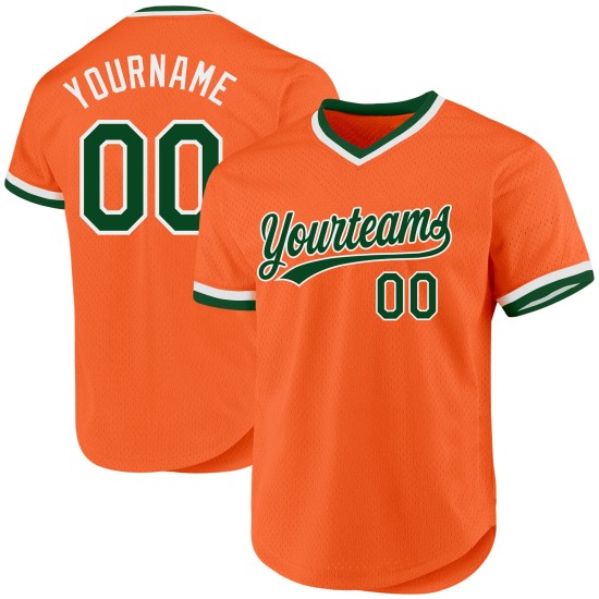 Throwback Jersey Custom Grün-Weiß Authentic Baseball Orange Throwback Jersey Custom Grün-Weiß Authentic Baseball Orange