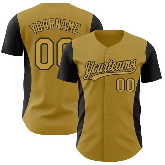 Design 3D Jersey Baseball Gold Benutzerdefinierte Schwarz Alte Seite Authentische Streifen Design 3D Jersey Baseball Gold Benutzerdefinierte Schwarz Alte Seite Authentische Streifen