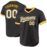 Jersey Custom Schwarz Weiß-Gold Throwback Authentic Baseball Jersey Custom Schwarz Weiß-Gold Throwback Authentic Baseball