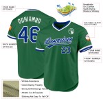 Authentisches, individuelles Kelly Green Baseball-Trikot im Throwback-Stil, Royal-Weiß Authentisches, individuelles Kelly Green Baseball-Trikot im Throwback-Stil, Royal-Weiß