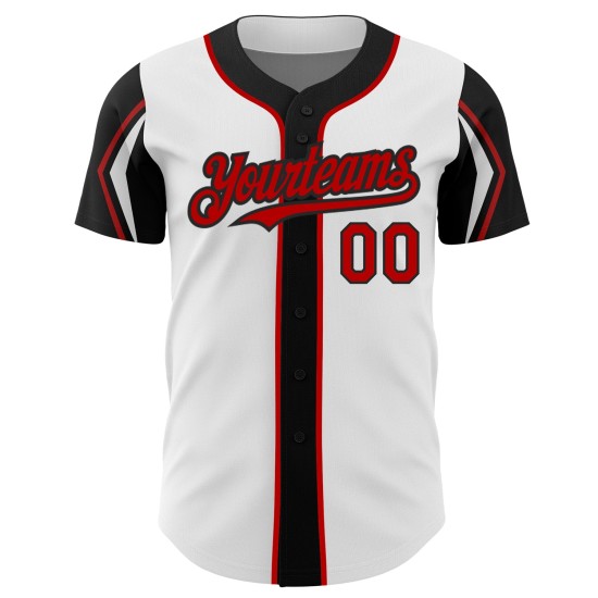 Shapes Authentic Baseball Arm Weiß Rot-Schwarz Farben Jersey Custom 3 Shapes Authentic Baseball Arm Weiß Rot-Schwarz Farben Jersey Custom 3