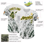 Jersey Authentic Baseball Custom 3D Abstraktes Splash Weiß Grün-Gold Designmuster