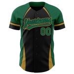 Schwarz Grün-Old Curve Authentic Custom 3D Jersey Baseball Kelly Muster Gold Solid Design