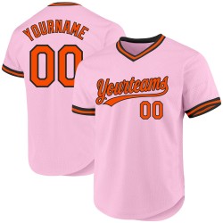 Throwback Custom Authentic Pink Baseball Trikot Hellorange-Schwarz