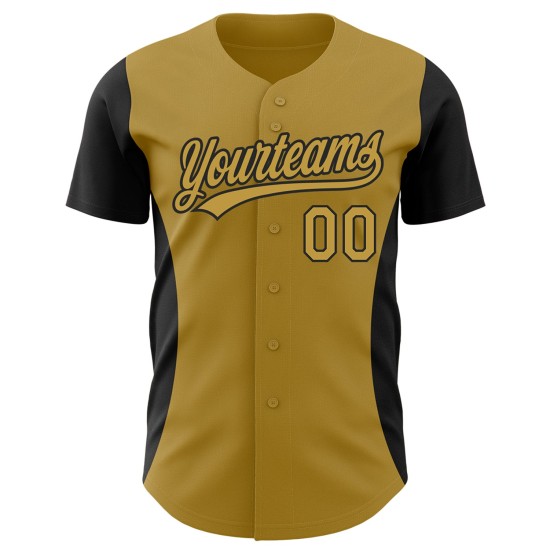 Design 3D Jersey Baseball Gold Benutzerdefinierte Schwarz Alte Seite Authentische Streifen Design 3D Jersey Baseball Gold Benutzerdefinierte Schwarz Alte Seite Authentische Streifen