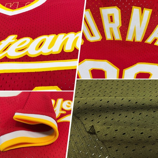 Olivgrünes authentisches bis benutzerdefiniertes orange-weißes Service Throwback Salute Jersey Baseball