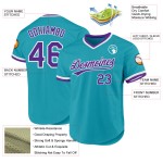 Lila-Weißes Jersey Custom Authentic Baseball Throwback Teal
