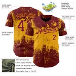 Crimson Grunge Authentic 3D Art Jersey Design Custom Splatter Baseball Abstraktes Muster Gold