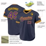 Authentisches Lila-Gold Custom Navy Baseball-Trikot Throwback Authentisches Lila-Gold Custom Navy Baseball-Trikot Throwback