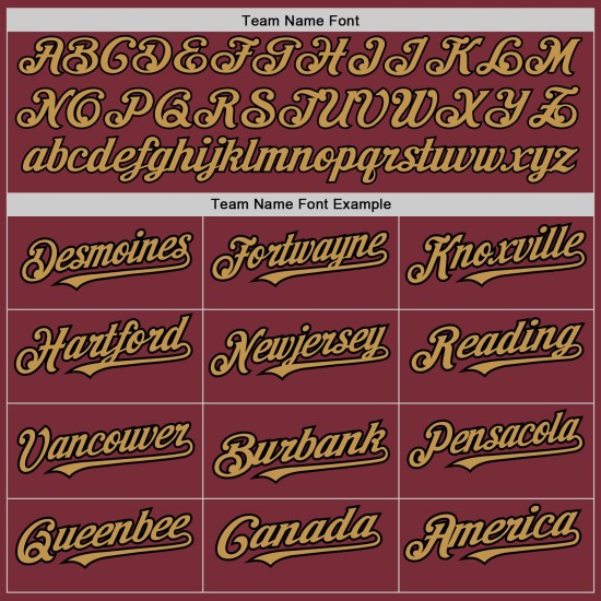 3 Farben Gold-Schwarz Formen Baseball Authentic Burgundy Arm Custom Old Jersey 3 Farben Gold-Schwarz Formen Baseball Authentic Burgundy Arm Custom Old Jersey
