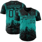 Design Grunge Abstrakte Aqua Schwarz Kunst Authentische Muster Baseball Jersey 3D Splatter Design Grunge Abstrakte Aqua Schwarz Kunst Authentische Muster Baseball Jersey 3D Splatter